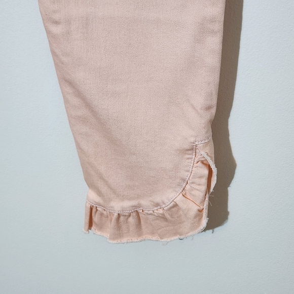 Kate & Mallory Pink Cropped Jeans with Ruffle Hem Size 8 Pink Denim - Picture 6 of 10